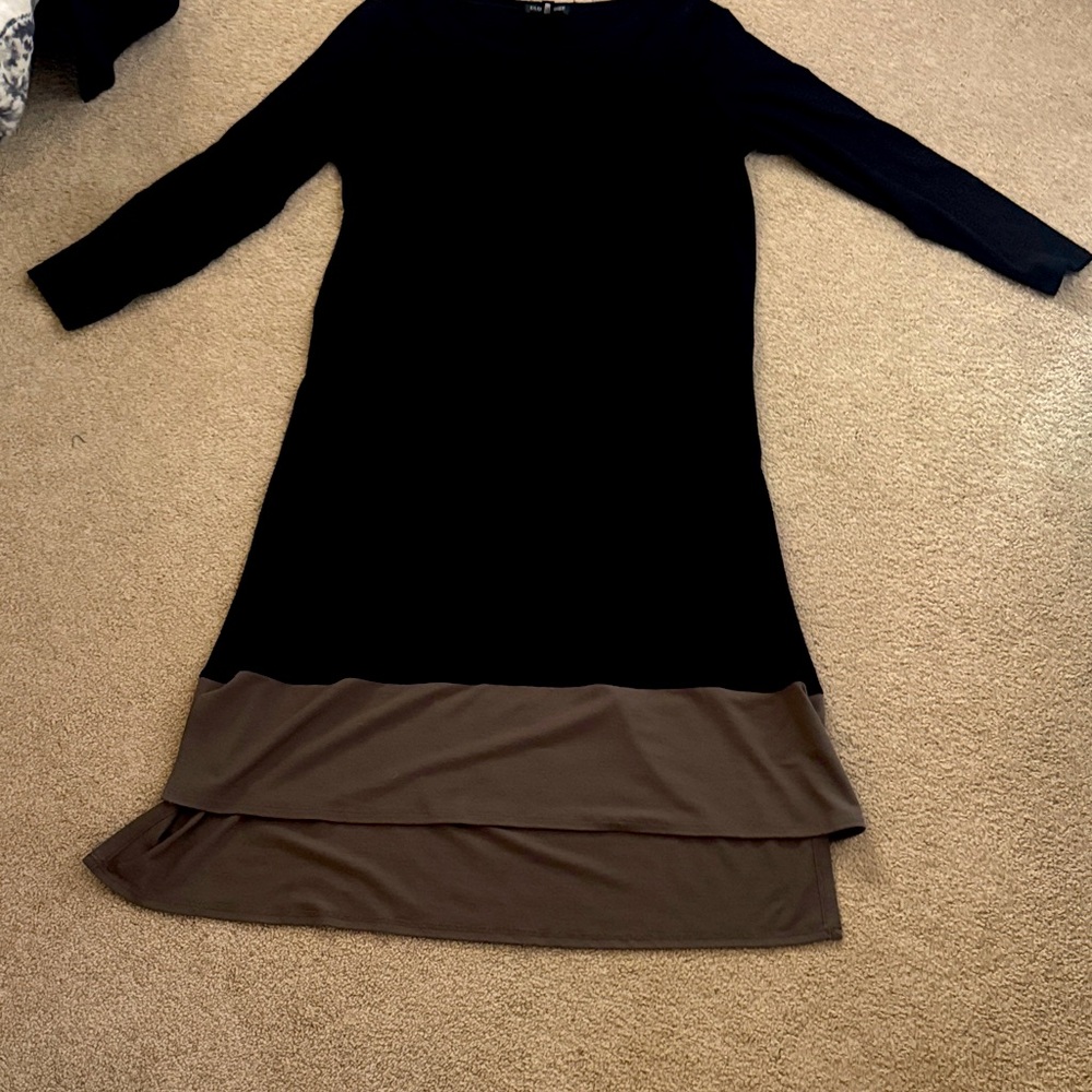 Elegant Black and Brown Layered Dress